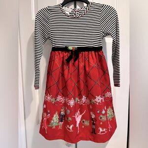 Bonnie Jean Black and Red Striped Holiday Dress